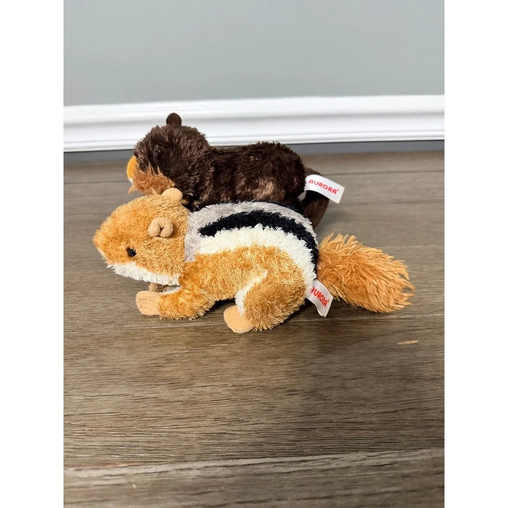 Aurora Mini Flopsies Chipmunk and Beaver Woodland‎ Plush Set